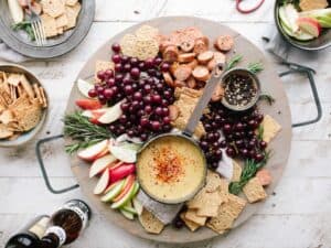 Various healthier snack foods on a serving board