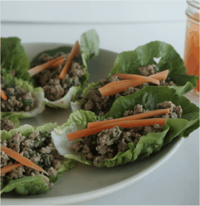 Lettuce wraps on a dish